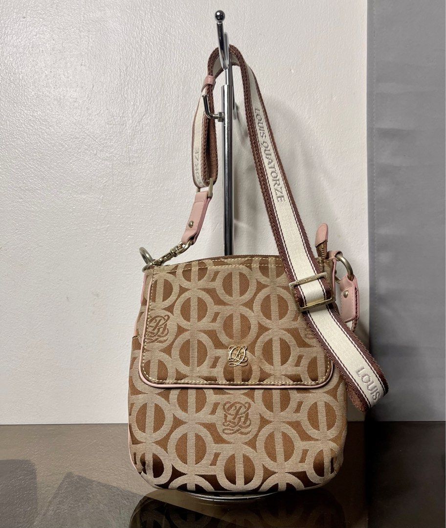 Authentic Louis Quatorze Monogram Canvas and Leather Shoulder Tote