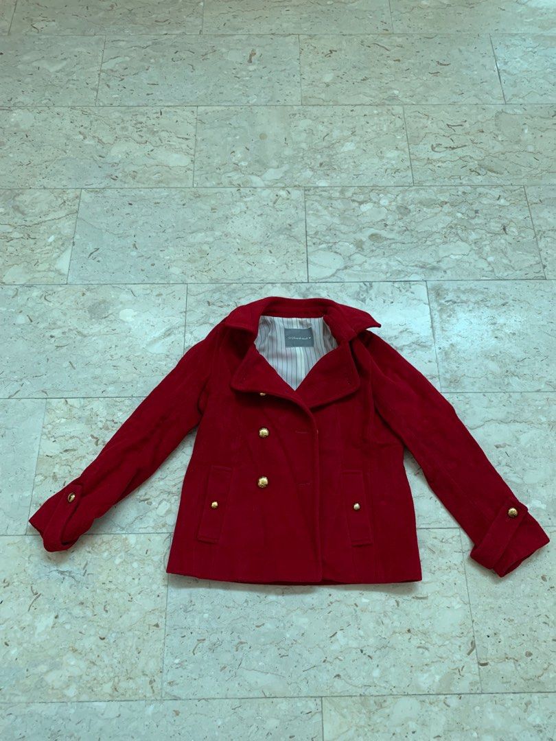 Red top wool peacoat