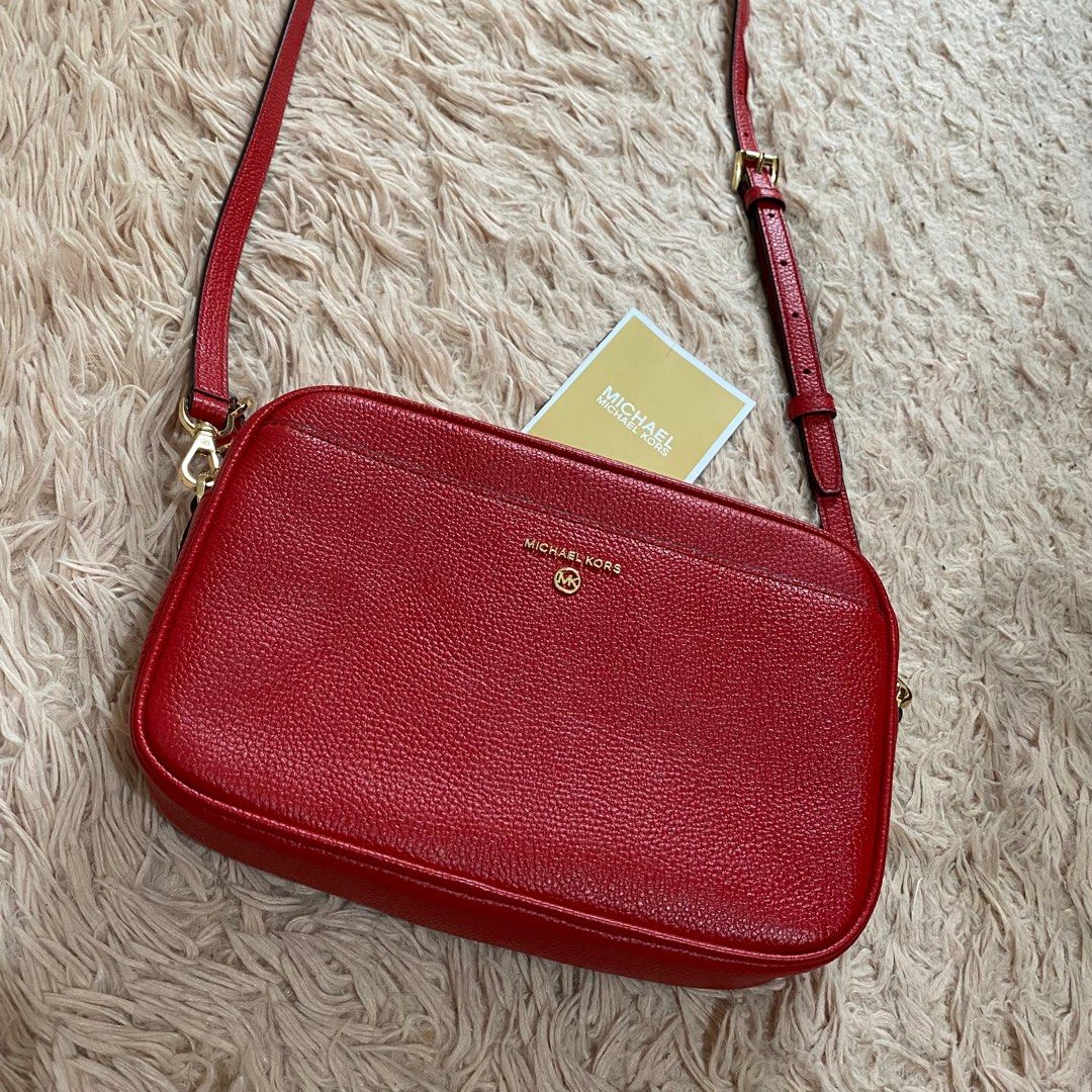 Authentic Michael Kors Mercer Small Red, Luxury, Bags & Wallets on Carousell