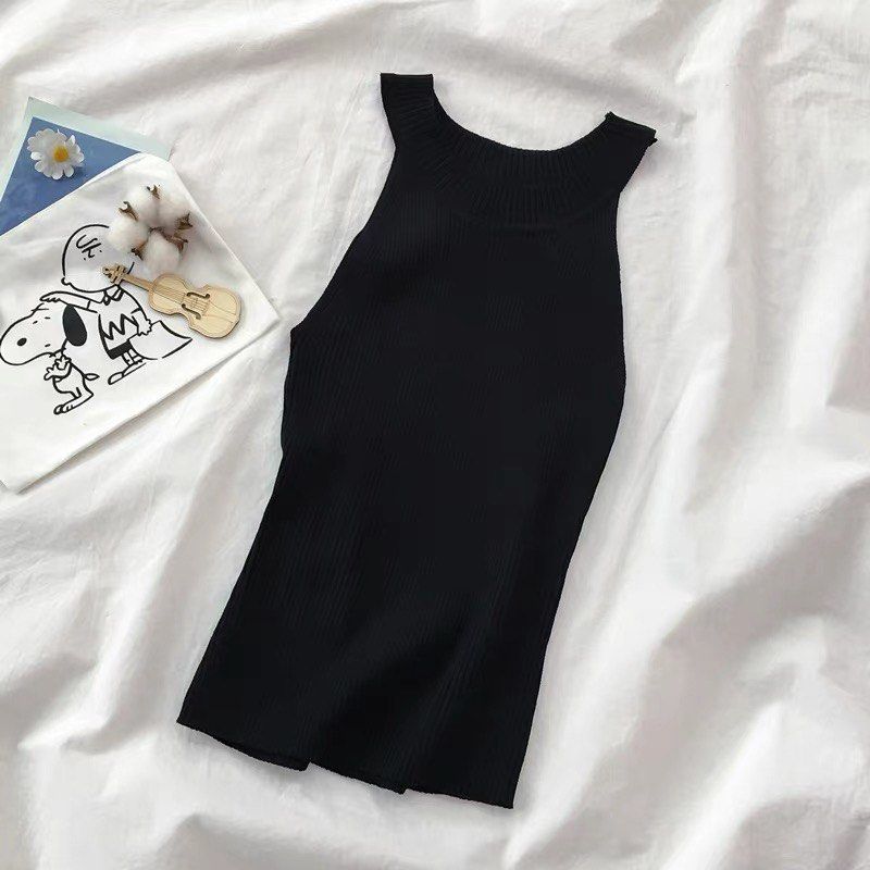 Halter Neck Draped Top - Black main image 1