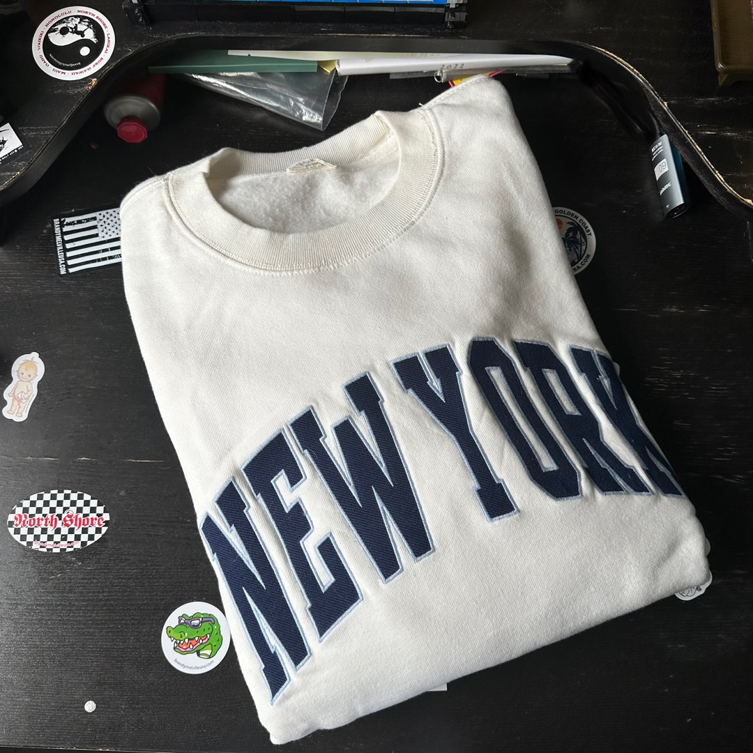 brandy melville new york erica sweatshirt john galt sweatshirt oversized fit graphic white dark navy baby blue embroidered jacket pullover archer chirsty carla unisex men women vintage Women s Fashion...