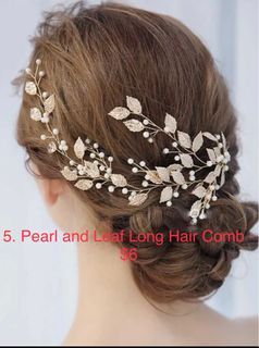 Bridal Prom Pearl and Vine leaf hair comb