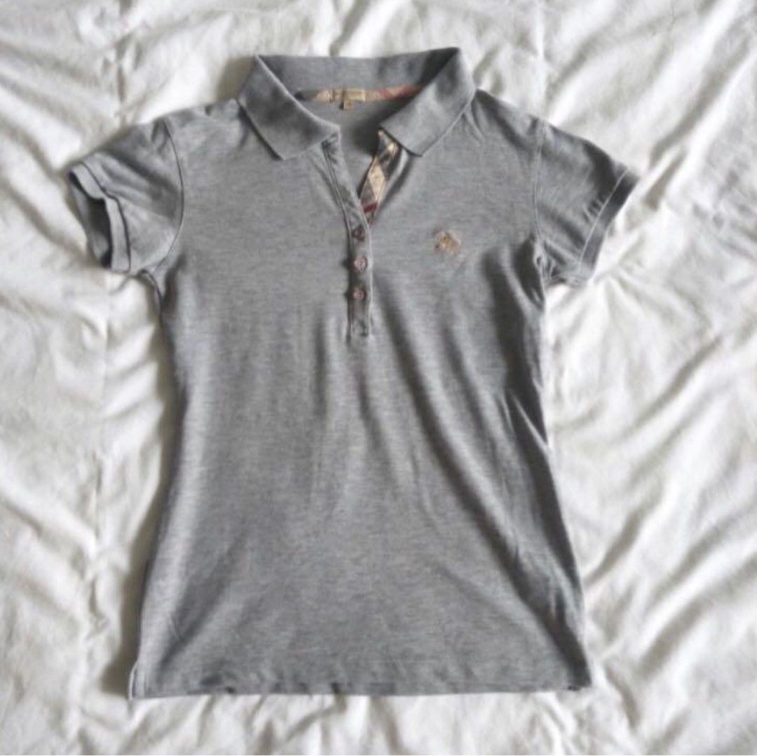 Burberry polo shirt womens silver clearance