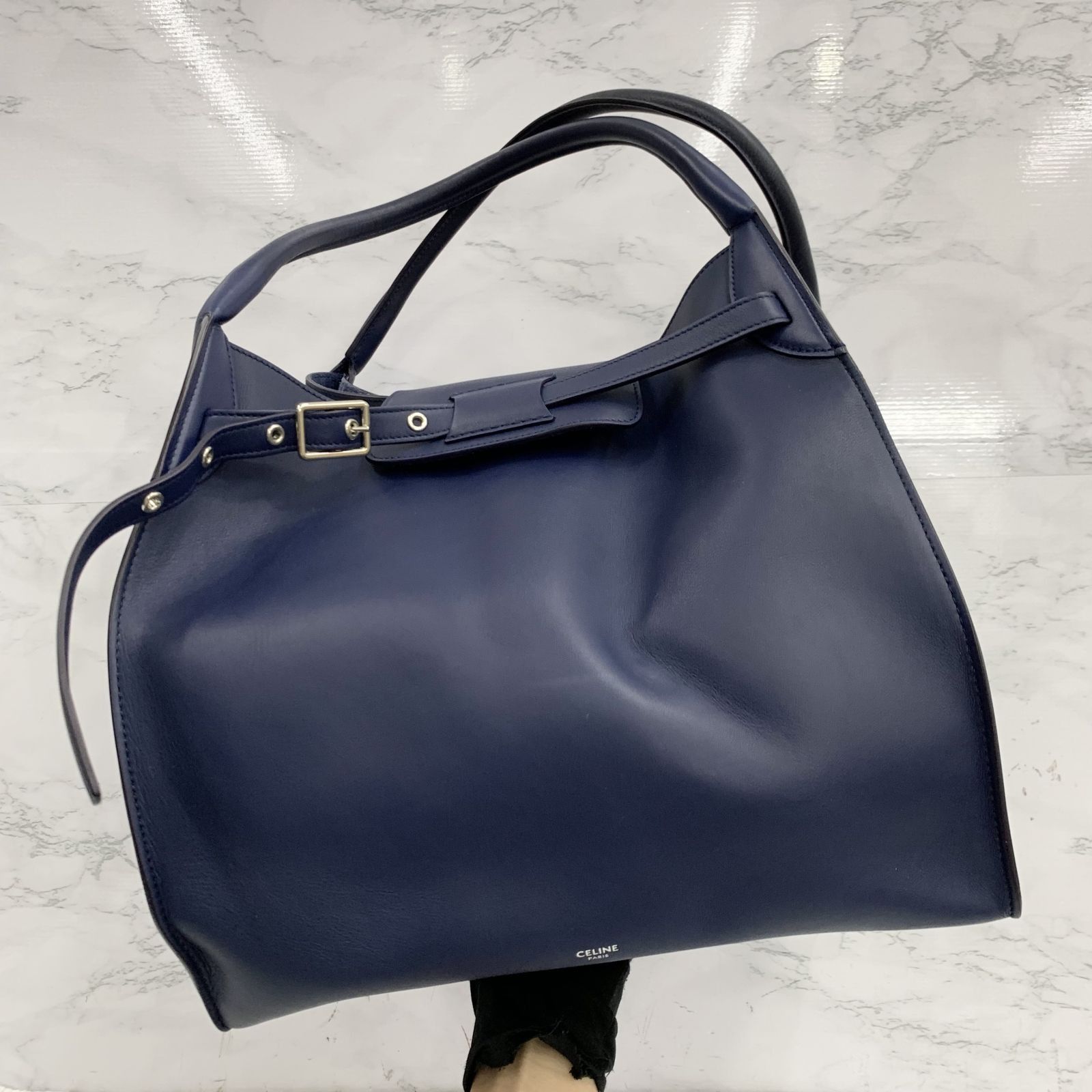 Celine small big bag with long strap in smooth calfskin top