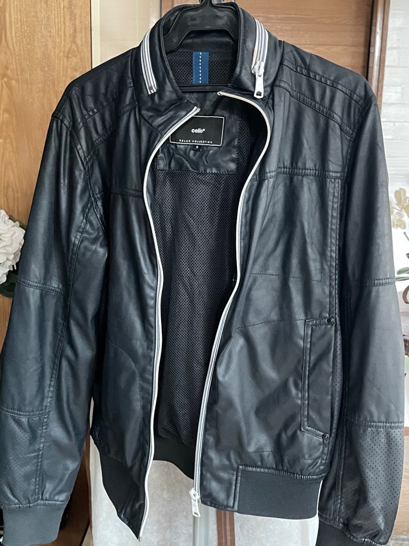 Celio Leather Bomber Jacket, Men's Fashion, Coats, Jackets and Outerwear on  Carousell