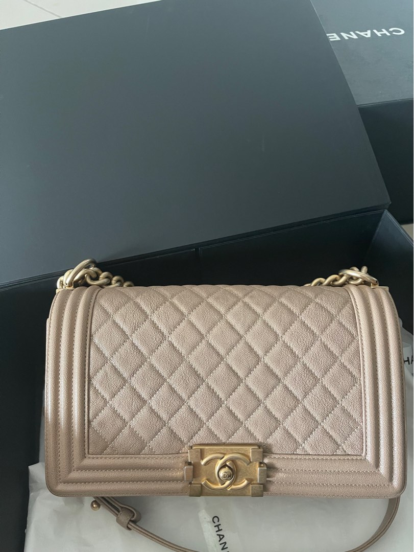 Chanel taupe discount boy bag