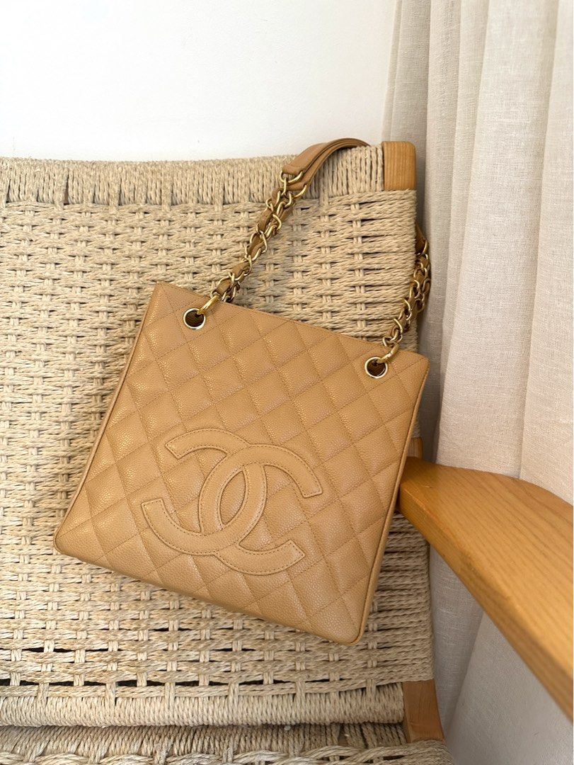 Chanel Petite Shopping Tote in Dark Beige Caviar Gold Hardware, Luxury,  Bags & Wallets on Carousell