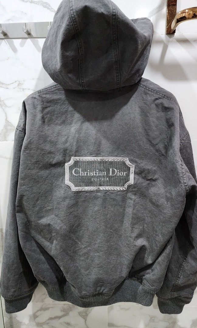 Christian Dior Couture Zipped Blouson Gray Cotton Denim