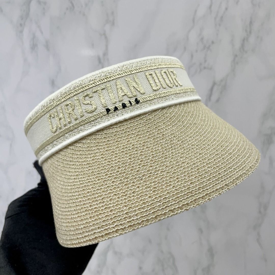 CHRISTIAN DIOR D-NATURAL VISOR STRAW CAP HAT 237027574 WE, Luxury