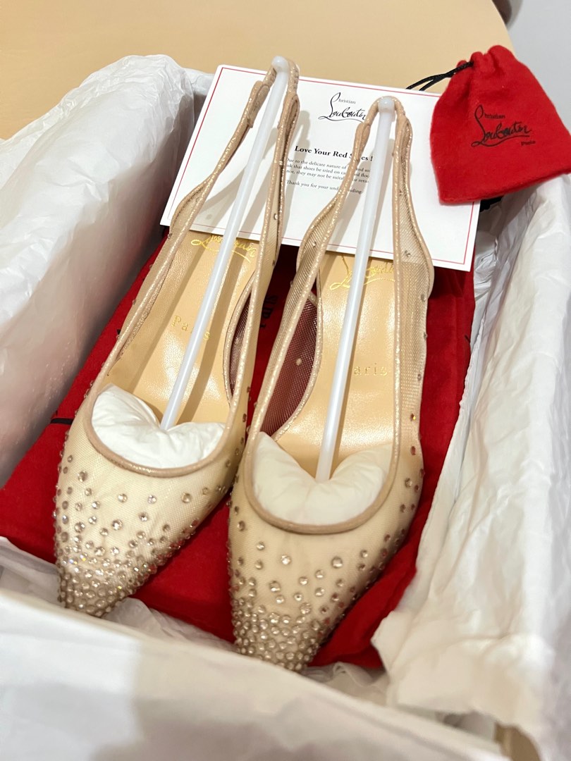 Follies strass leather heels Christian Louboutin Silver size 38.5 EU in  Leather - 36140747