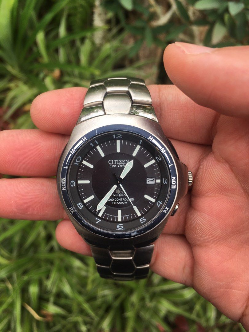 Citizen eco drive shop attesa radio controlled titanium