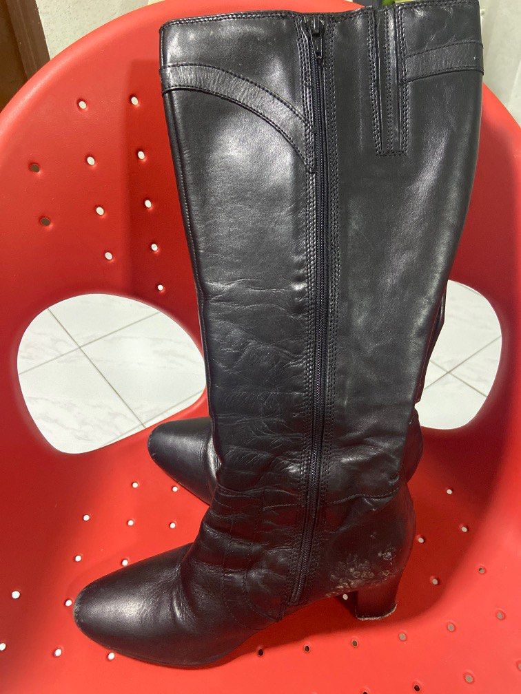 Clarks knee outlet high black boots