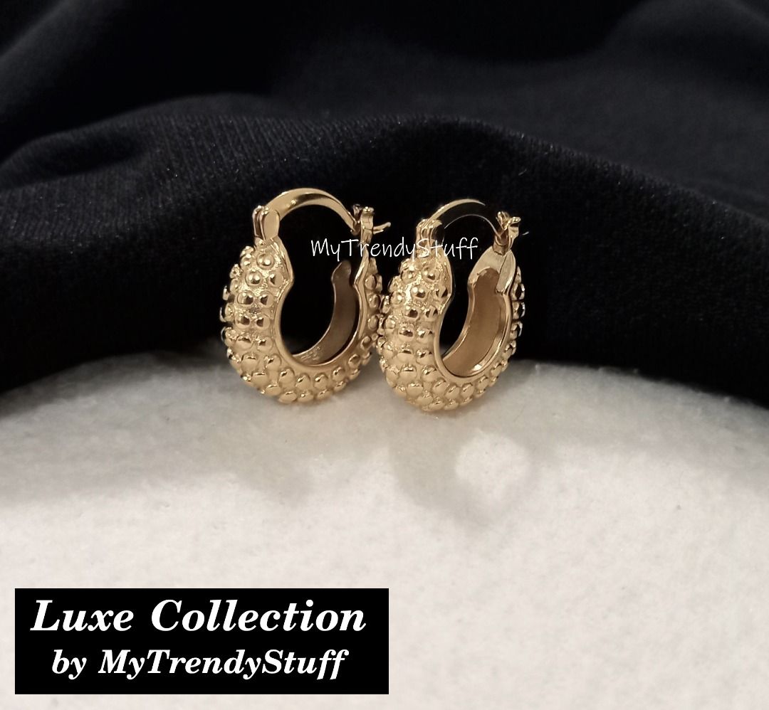 Classy Textured Gold Hoop Earrings Women s Fashion Jewelry