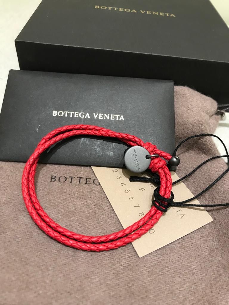Bottega Veneta Intrecciato Bracelet Black Leather AG925 Authentic Length  7.67in | eBay