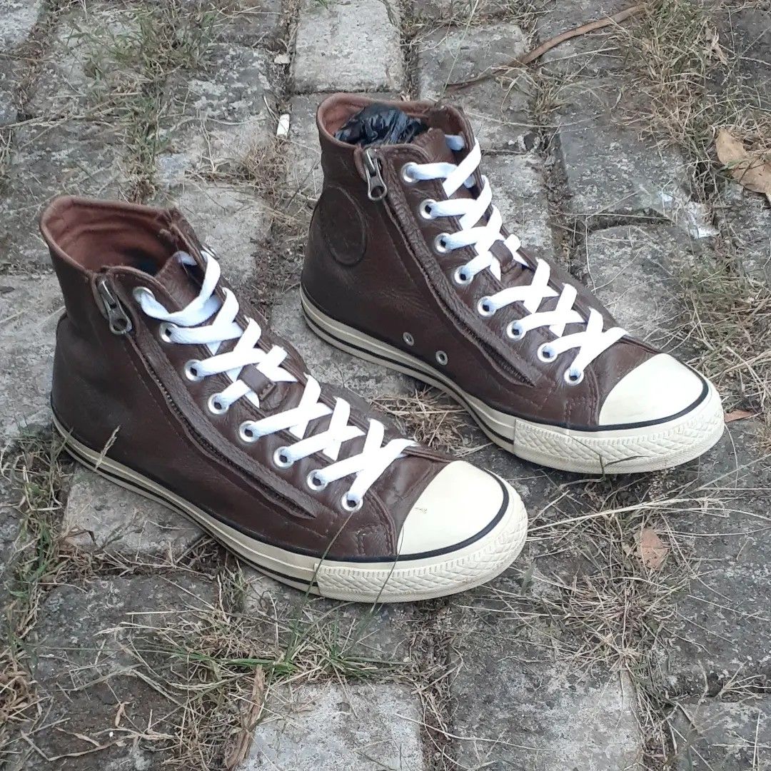 Converse leather double on sale zip