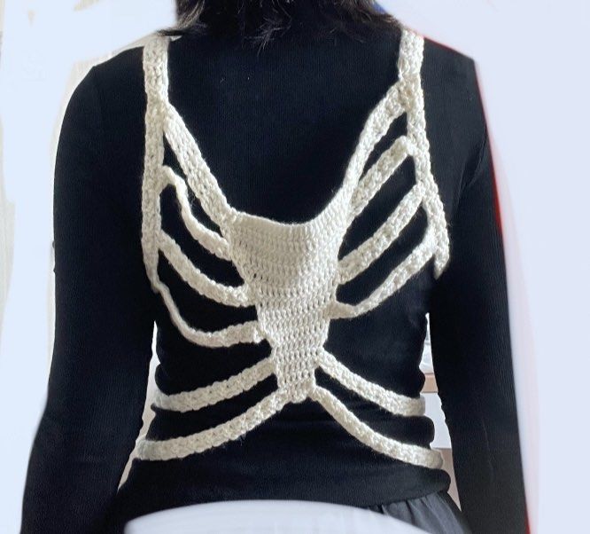 Crochet Skeleton Top, Grunge Fairycore Goth Top, Skeleton Corset