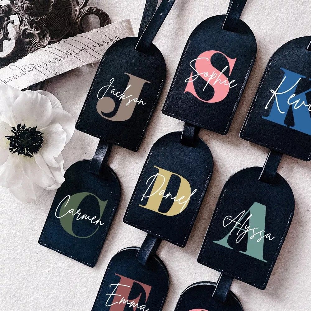 Monogram luggage tag store