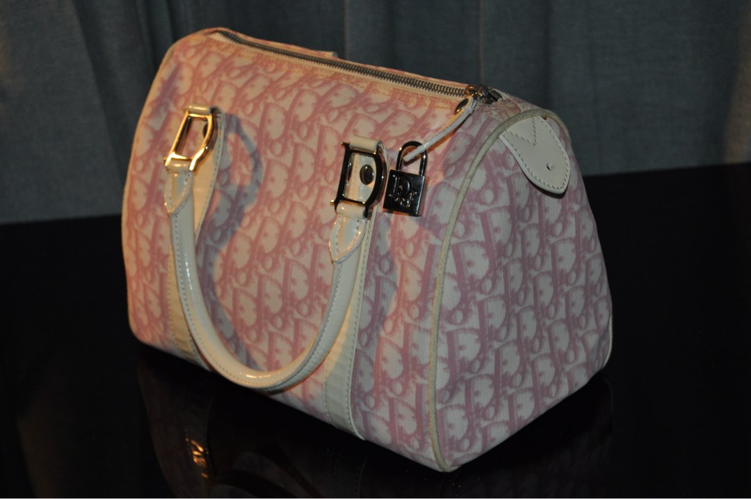 christian dior pink trotter mini boston bag, Luxury, Bags & Wallets on  Carousell