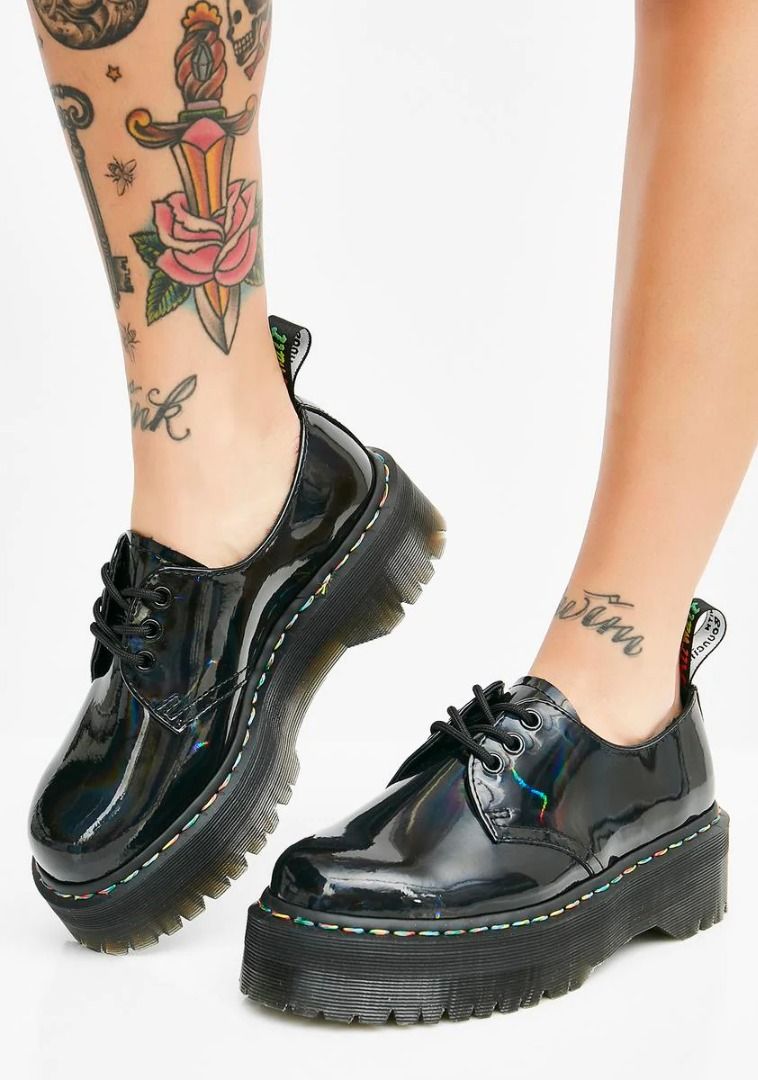 Dr martens 1461 rainbow patent platform hotsell