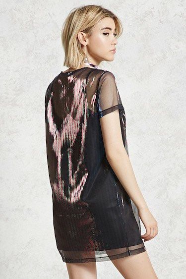 F21 Metallic Mesh T shirt Dress Women s Fashion Dresses Sets