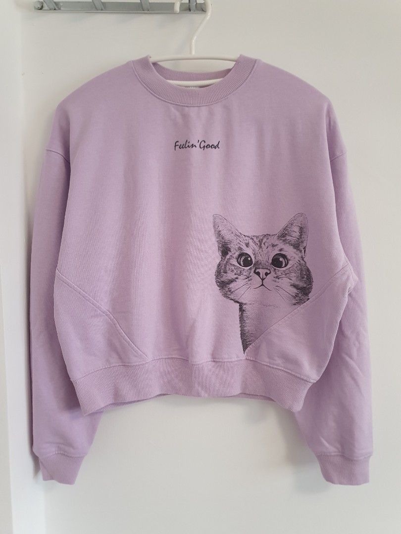 Feelin Good Babypurple cat sweater Women s Fashion Coats