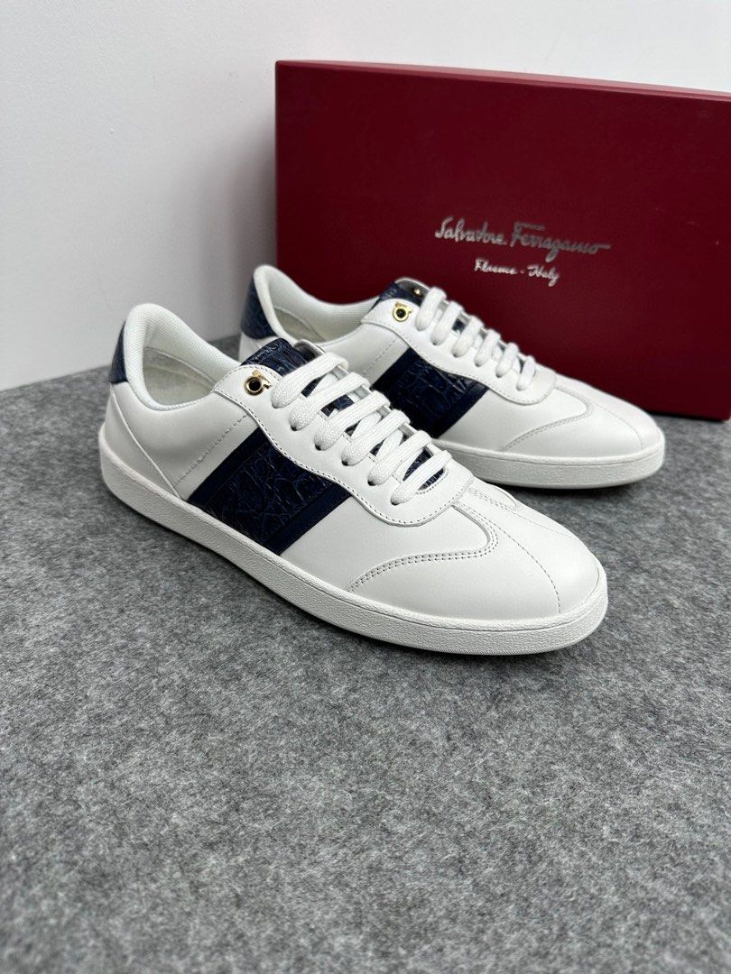 Mens white cheap ferragamo shoes
