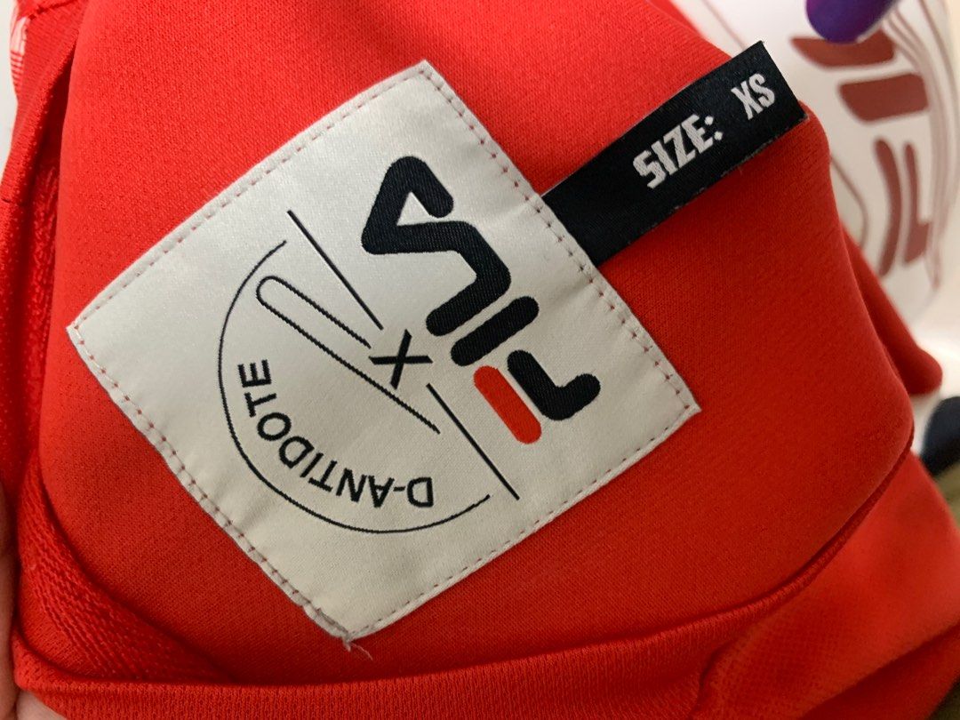 Red black and discount white fila shirt