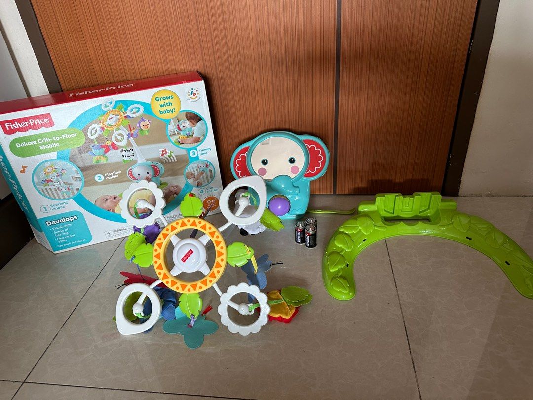 Fisher price deluxe crib to sales floor mobile