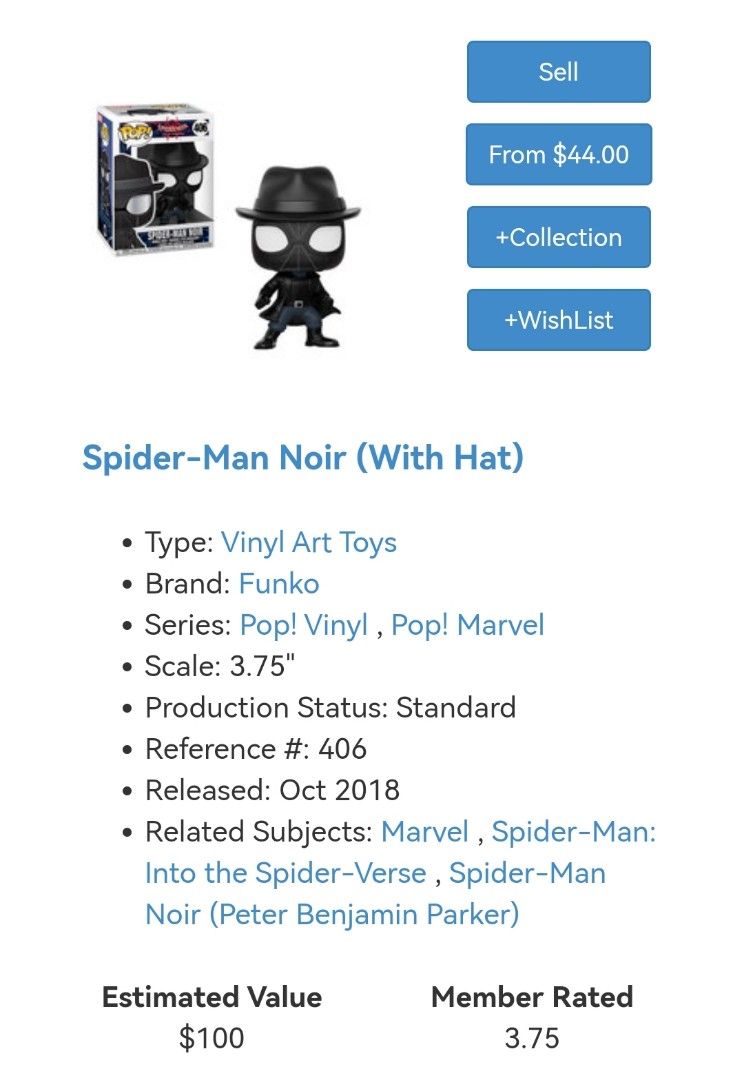 Funko pop shop spiderman noir