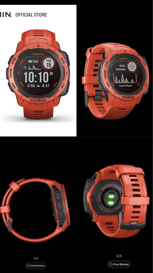 Garmin Instinct Solar Smart Watch Flame Red Men s Fashion