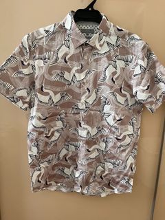 Genuine & BN Ted Baker Ozcar Bird Print Shirt in Pink Men’s Sz 4/ L