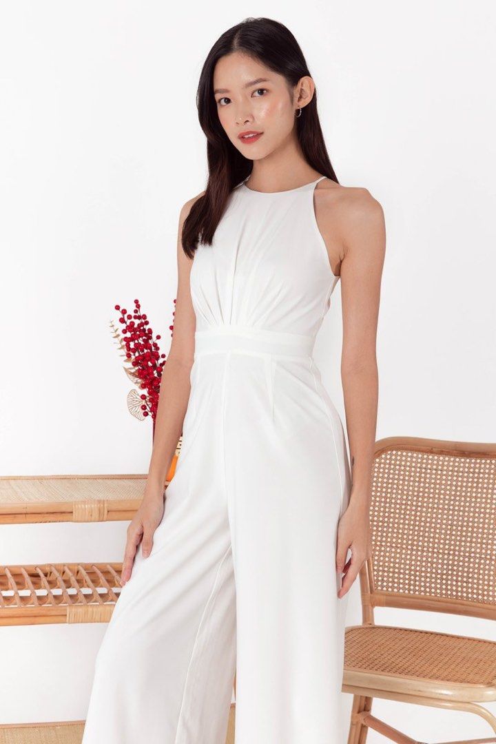 White jumpsuit evening wear store