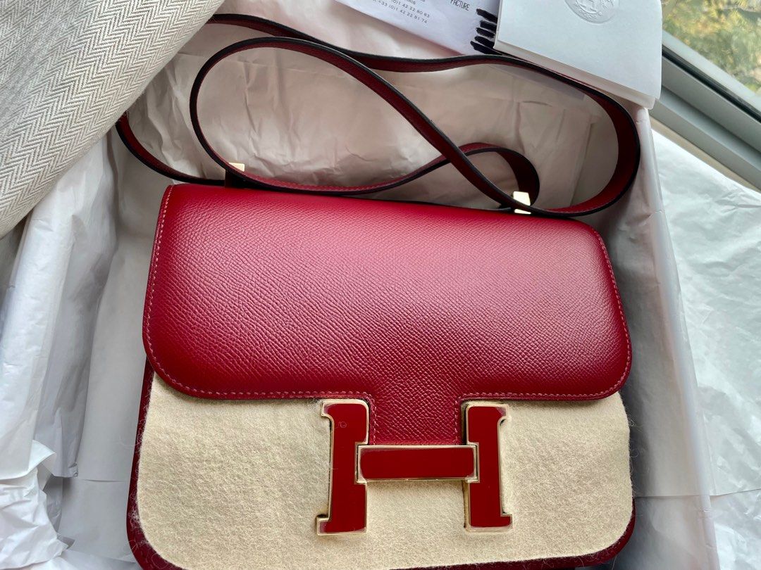 Hermes Mini Constance Bag Rouge Grenade Epsom Leather