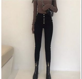 Hi Waist Stretchable Skinny Jeans 5 Buttons Sexy Pants