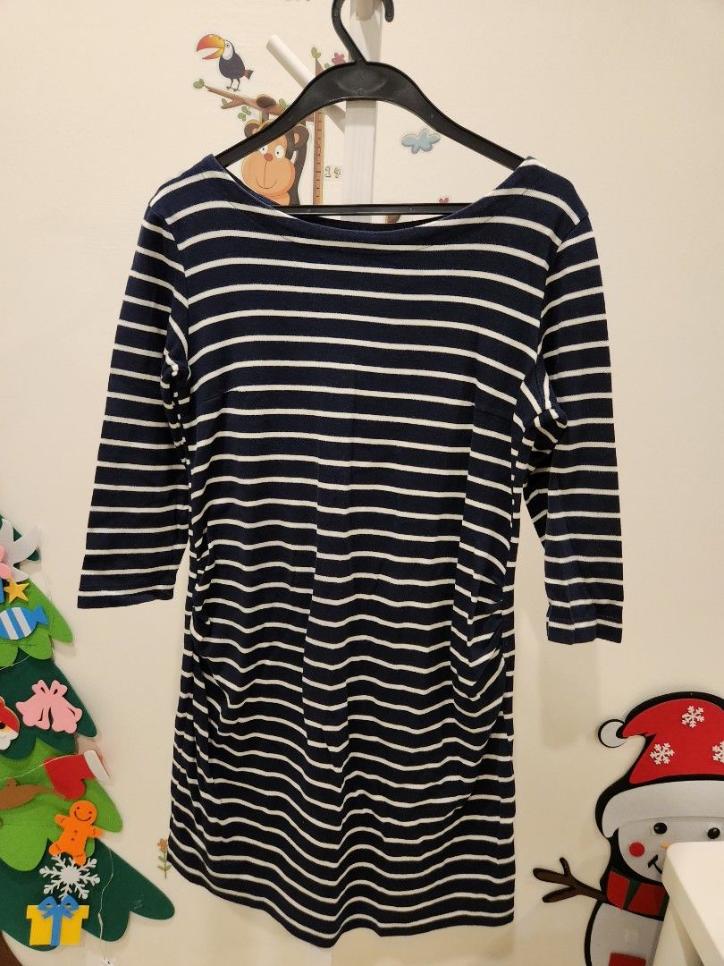 H&m navy and white striped dress shop