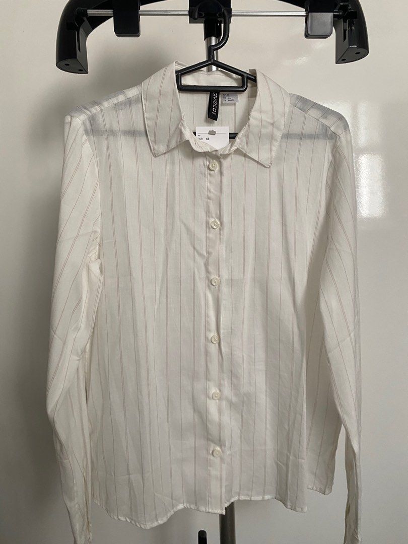H M white striped shirt size XS UK 6 Women s Fashion Tops