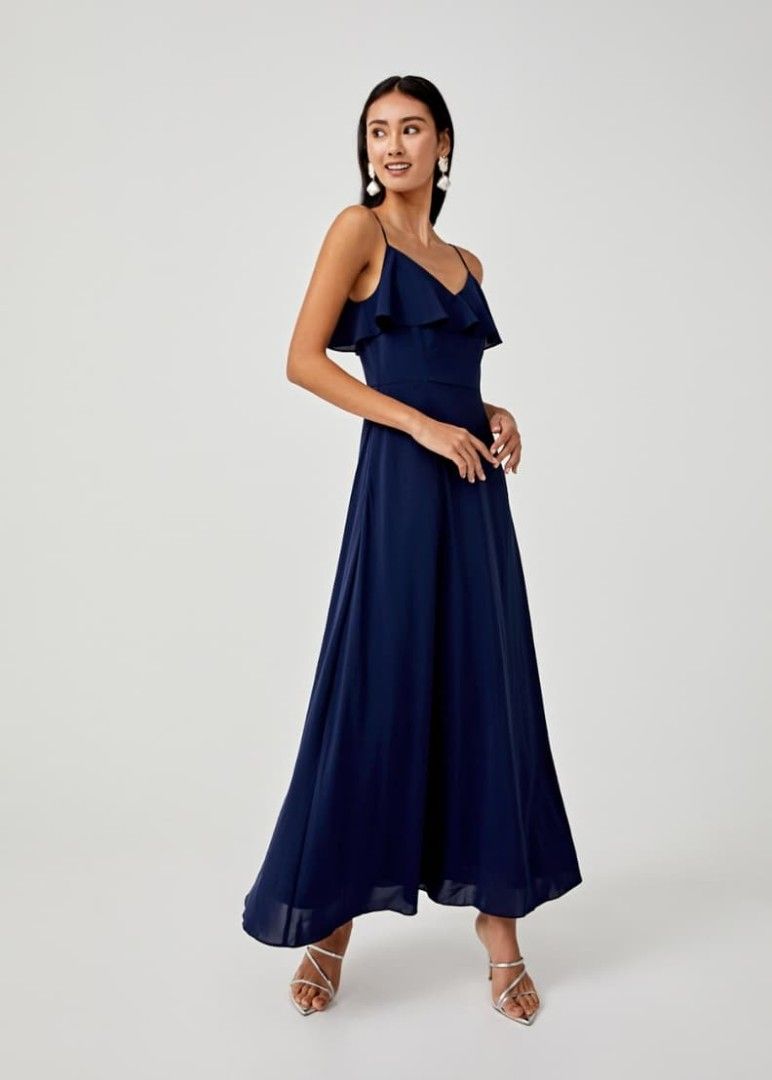 Karina Ruffle Overlay Maxi Dress, Women's Fashion, Dresses & Sets ...