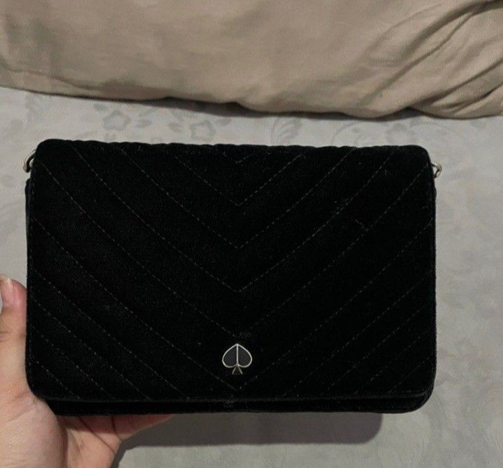 katespade amelia chain wallet bag velvet Fesyen Wanita Tas