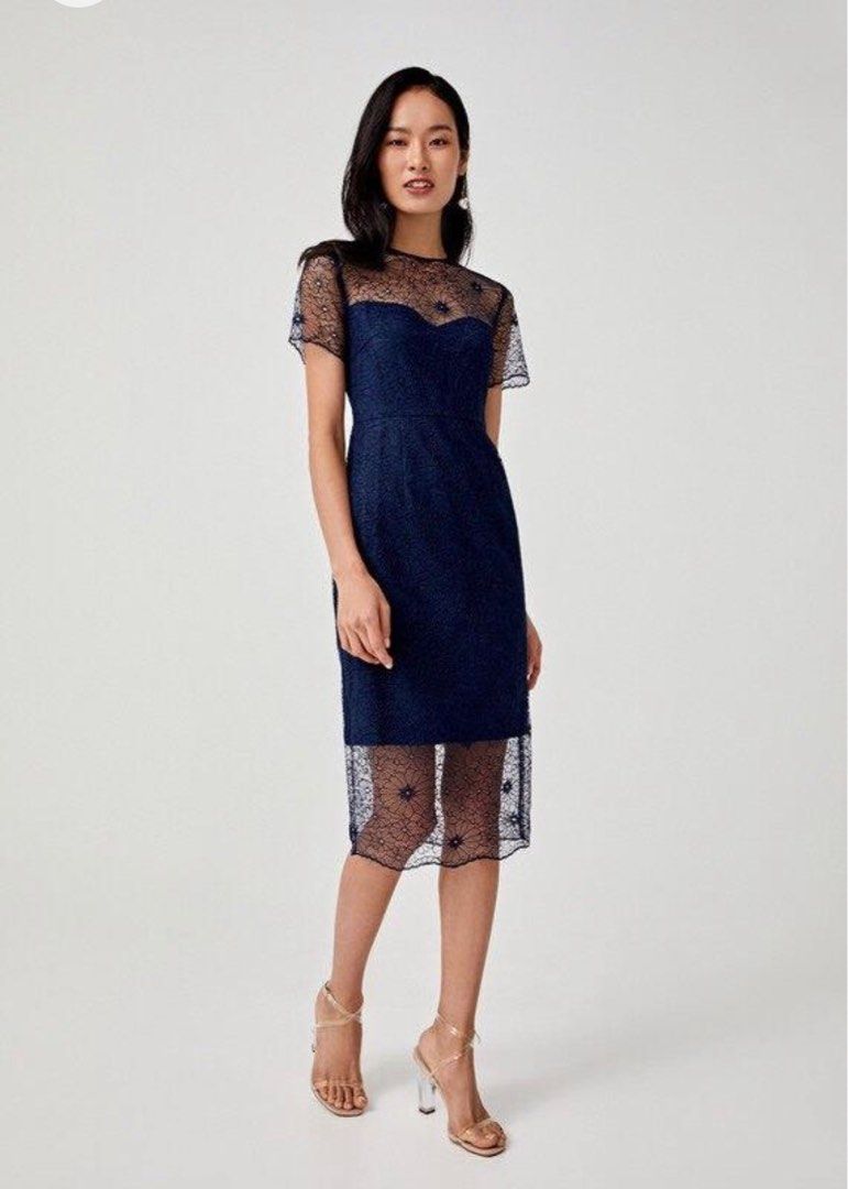 LB Navy Blue Lace Dress, Women's Fashion, Dresses u0026 Sets, Dresses on  Carousell