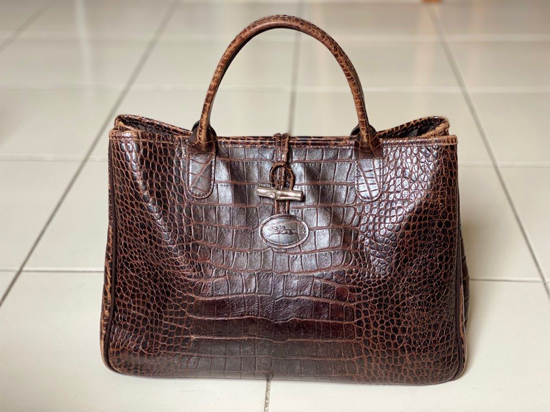 Chanel Vintage Tote Bag Brown Alligator Skin - Gold Hardware