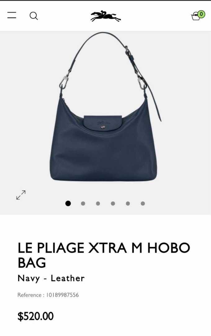Le Pliage Xtra M Hobo bag Navy - Leather (10189987556)