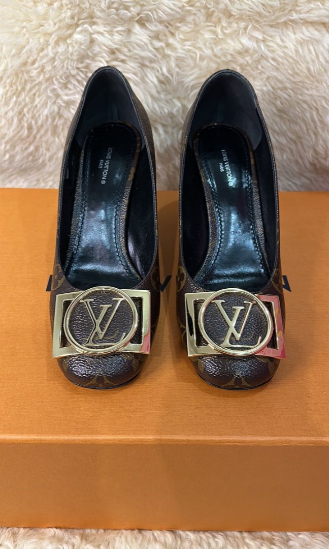 Louis Vuitton Beige Leather Madeleine Square Toe Pumps Size 36 Louis Vuitton