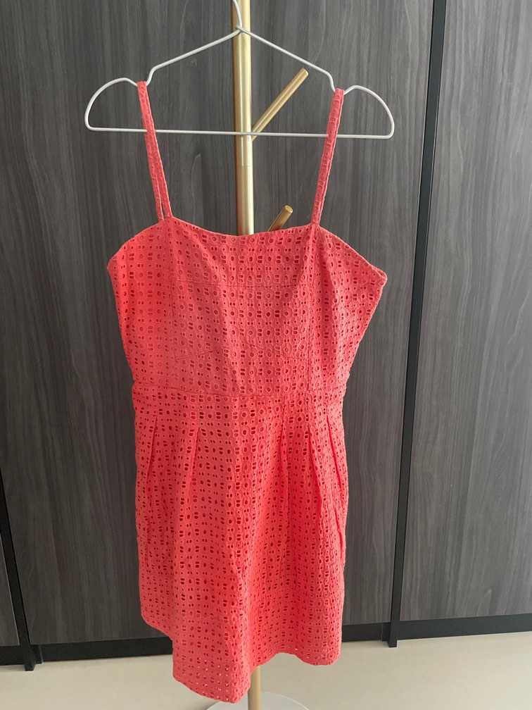 Coral eyelet dress top