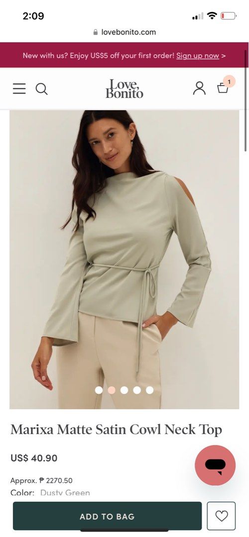 Love Bonito Matte Satin Cowl Neck (Category: Blouses) located in Quezon City. Submitted by sabsandi (Listing ID 1252643680, Image 1). Description: .