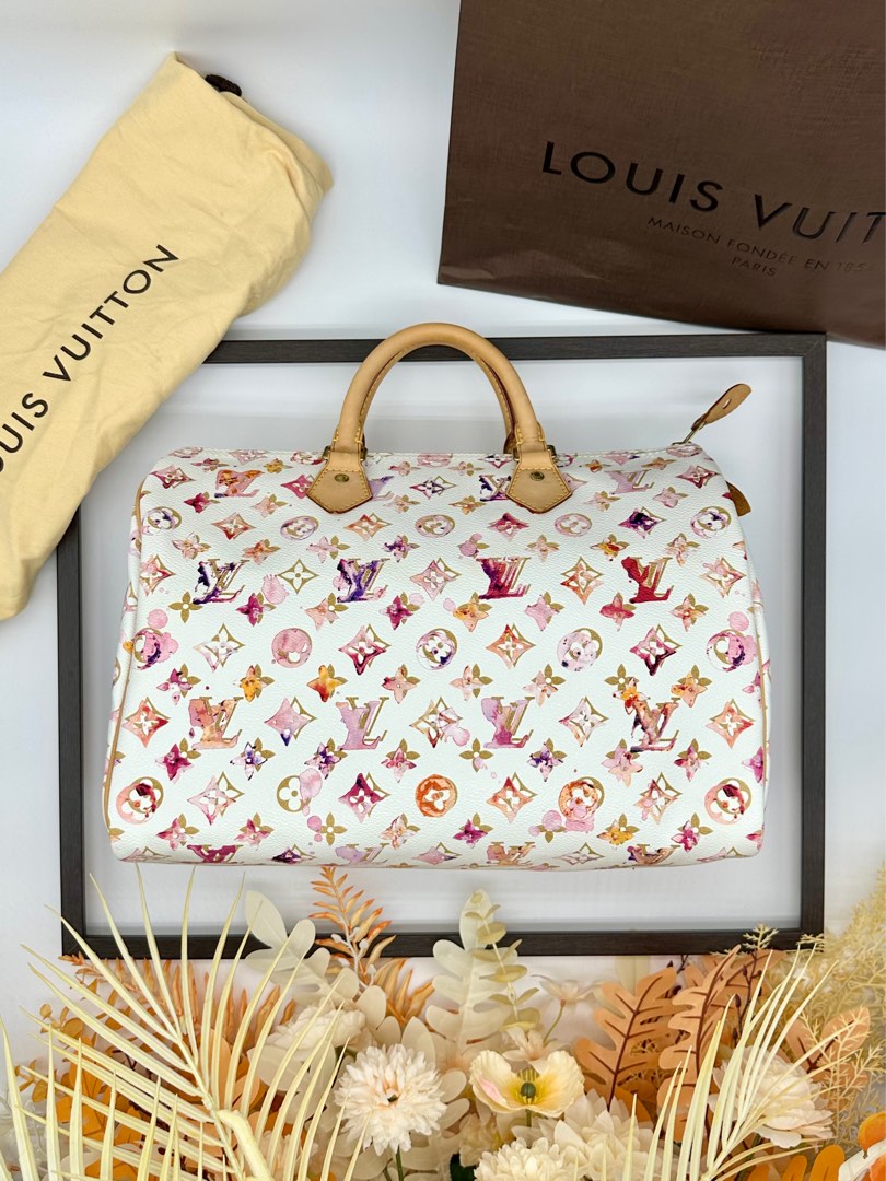 Louis Vuitton Speedy Handbag Monogram Watercolor Aquarelle 35 Brown