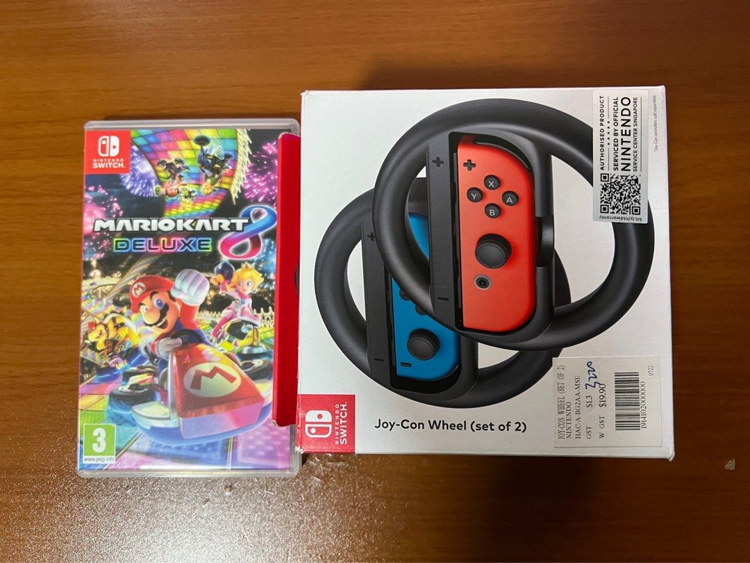Mario Kart 8 Deluxe + JoyCon Wheels, Video Gaming, Video Games