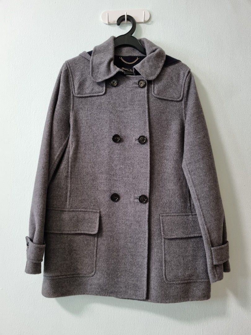Massimo Dutti Grey Long-sleeved Autumn Winter Women's Coat