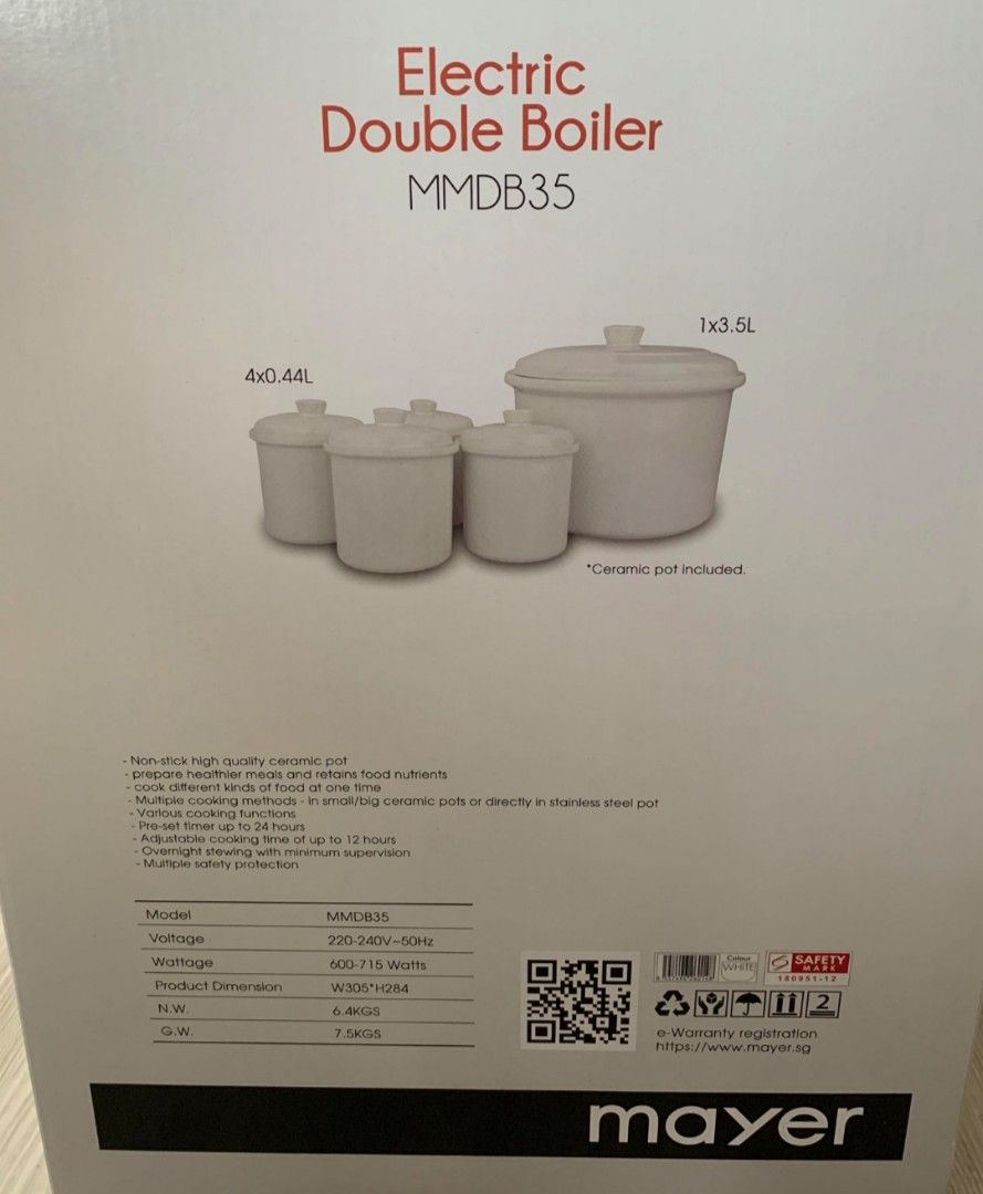 mayer electric double boiler, TV & Home Appliances, Kitchen Appliances