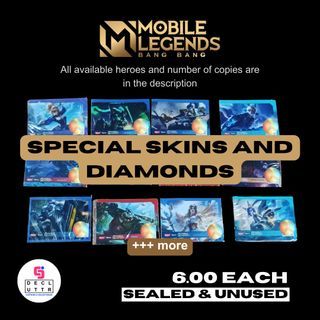 MOBILE LEGENDS SKINS AND DIAMONDS Sealed and Unused Richoco/Richeese MLBB Collectible Cards | GeeJaye Decluttr