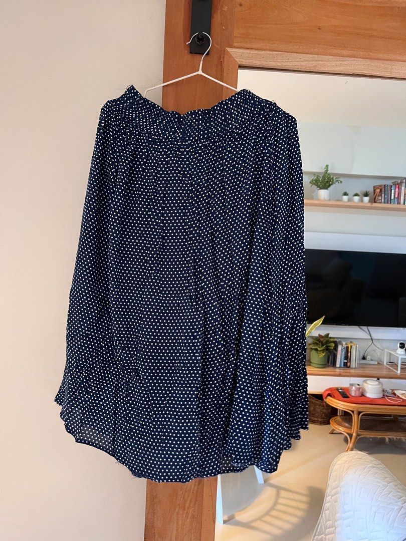Navy Blue Polka Dot Skirt on Carousell